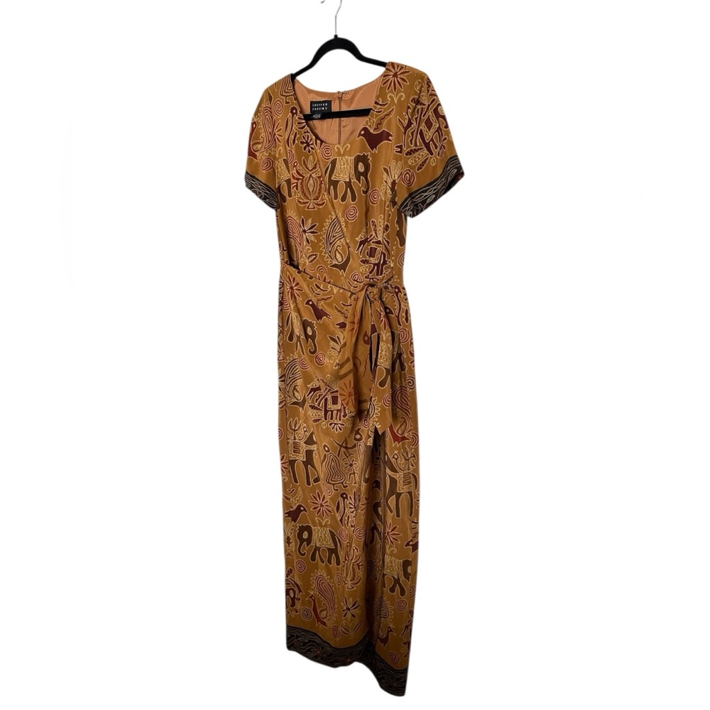 Vintage Spenser Jeremy Silk Rust Brown Wrap Tie Front Maxi Dress